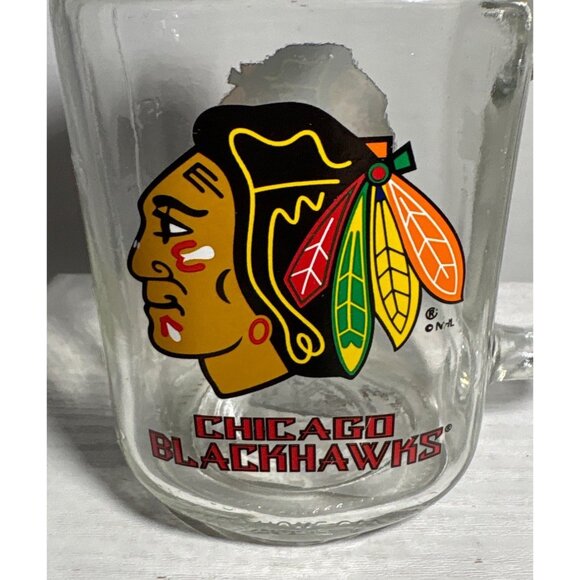 Chicago Blackhawks Glass Mason Jar Mug With Handle & Metal Lid 6" Tall - Picture 2 of 10